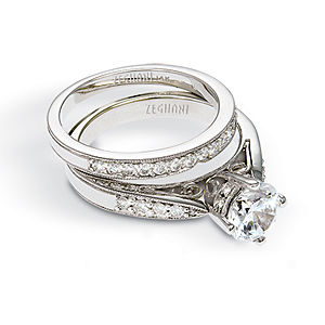 Lovely Zeghani Diamond Wedding Band and Engagement Set