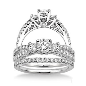 Gorgeous 1 Carat Diamond Engagement Ring and Band Set