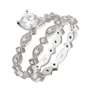 Stylish Zeghani Diamond Wedding Set in 14k White Gold