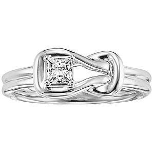 Everlon 1/5 Ct. Princess Cut Diamond Knot Ring Silver