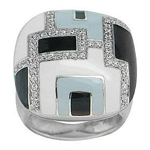 Belle Etoile Art Deco Enamel Ring