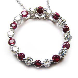 Ruby And Diamond Circle Pendant