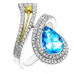 Simon G Diamond and Aquamarine Fashion Ring