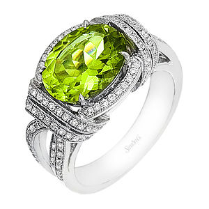 Elegant Simon G Peridot and Diamond Fashion Ring