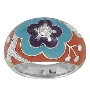 Belle Etoile Cherry Blossom Enamel Ring