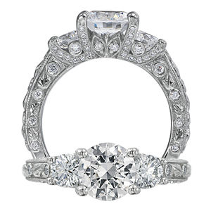 Ritani Romantique Three Stone Diamond Engagement Ring