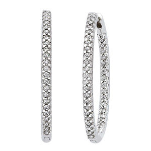 Diamond Hoop Earrings 34mm in 14k White Gold