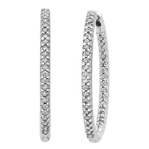 2 Carat 47mm Diamond Hoop Earrings 14k White Gold