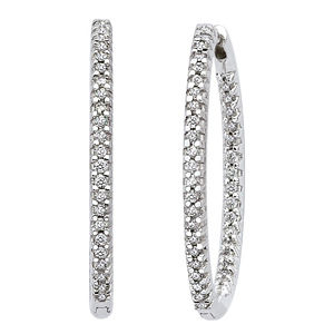 2 Carat 47mm Hoop Earrings 14k White Gold