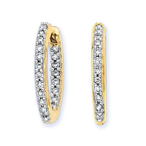 Elegant 19mm 1/2 Ct. Diamond Hoop Earrings in 14k YG