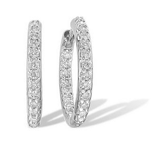 19mm 1/2 Ct Diamond Hoop Earrings 10k WG