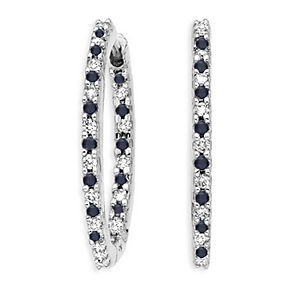 41mm Black and White 1.5 Ct Diamond Hoop Earrings