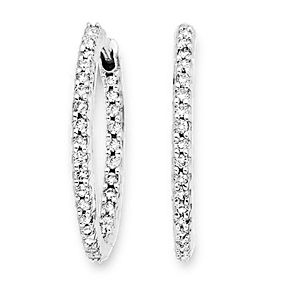 24mm 3/4 Ct Diamond Hoop Earrings in 14k White Gold