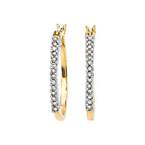 Elegant 20mm 1/6 Ct. Diamond Hoop Earrings in 10k YG