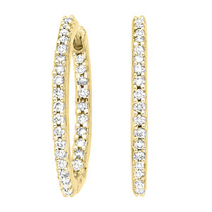 Gorgeous 41mm Diamond Hoop Earrings 14k Yellow Gold