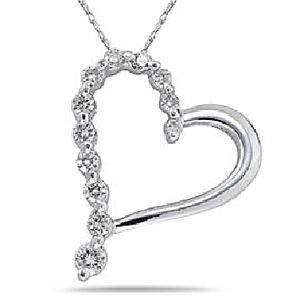 Beautiful Diamond Heart Pendant in 10k WG