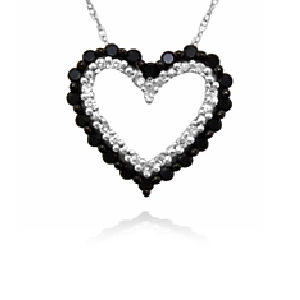 Two Heart Black and White Diamond Pendant