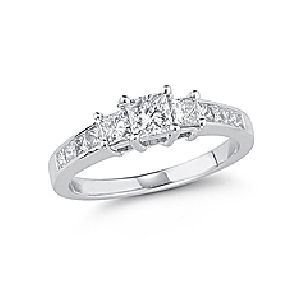 Three Stone Princess Cut Diamond Engagement Ring