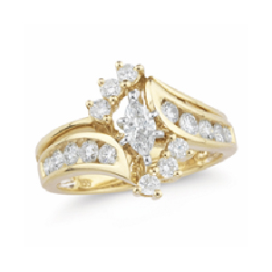 Marquise Cut Diamond Engagement Ring 14k Yellow Gold