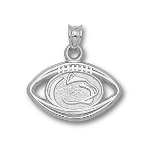 14k White Gold Penn State Lion Head Football Charm