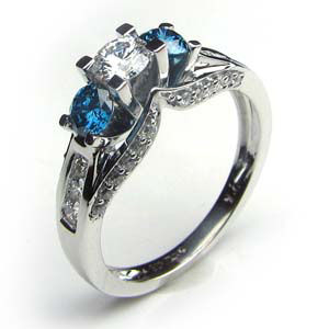Blue And White Diamond Ring