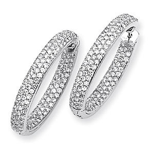 35mm Inside Outside Covered Diamond Hoop Earrings