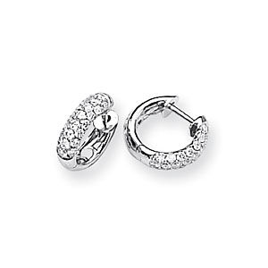 11mm Diamond Hoop Hinged Earrings in 14k White Gold