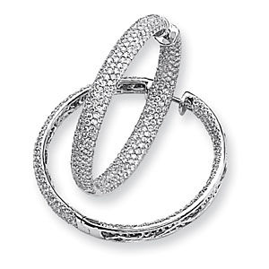 33mm Diamond Hoop Earrings in 14k White Gold