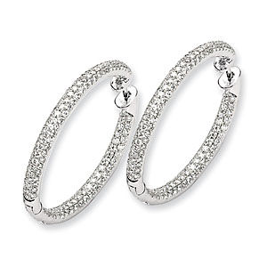 32mm Diamond Hinged Hoop Earrings 14k White Gold
