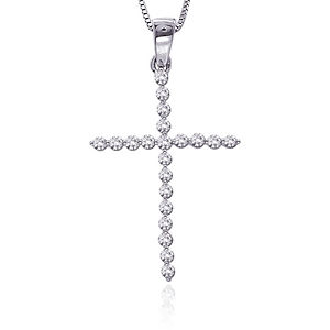 1/2 Carat Diamond Cross Pendant 14k WG