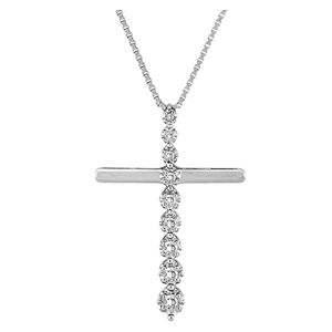 Lovely 1/4 Carat Diamond Cross Pendant 14k White Gold