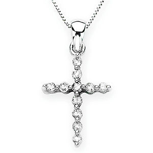 1/4 Ct Diamond Cross Pendant in 10k White Gold