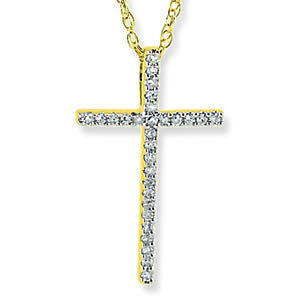 14k Yellow Gold and Diamond Cross Pendant