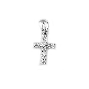 14k White Gold and Diamond Cross