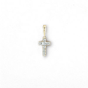 14k Yellow Gold and Diamond Cross Charm