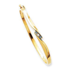 Blue Diamond Bangle Bracelet 14k Yellow Gold
