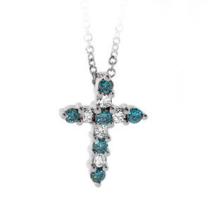 Blue Diamond Cross Pendant
