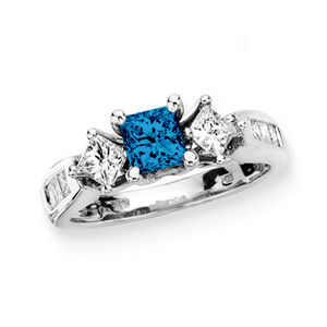  1 Carat Total Weight Blue Diamond Engagement Ring