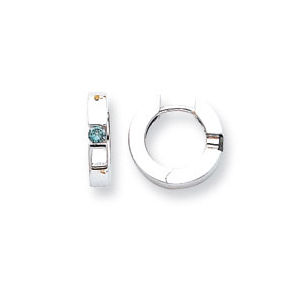 Blue Diamond Hoop Earrings in 14k White Gold