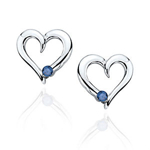 Blue Diamond Heart Shaped Earrings