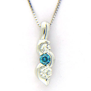 Three Stone Blue Diamond Pendant