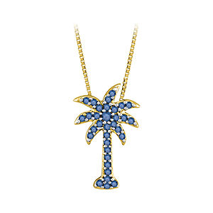Elegant Blue Diamond Palm Tree Pendant