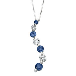 Lovely Blue Diamond Journey Pendant White Gold