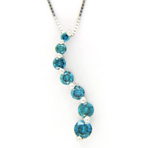 14k White Gold Blue Diamond Journey Pendant