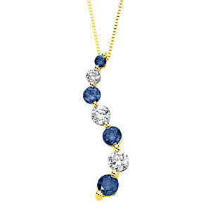 Classic Blue Diamond Journey Pendant Yellow Gold