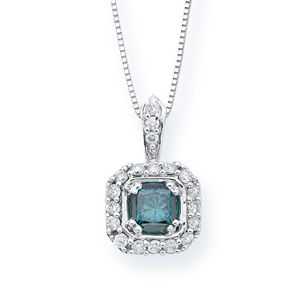 Exquisite Blue and White Diamond Pendant