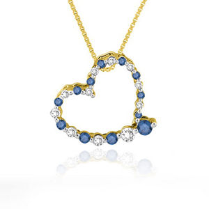 1/4 Carat Blue and White Diamond Heart Pendant