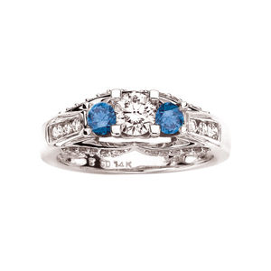 1 Carat Total Weight Blue Diamond Platinum Ring