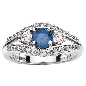 1 Carat Total Weight Blue Diamond Engagement Ring