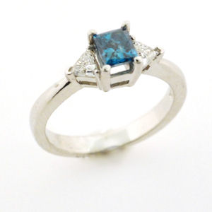 Gorgeous Blue and White Diamond Engagement Ring